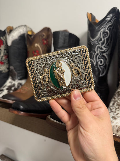 San Judas Gold Belt Buckle